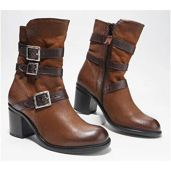 Miz Mooz July Women's Chunky Heel Bootie EU-40 US Fits 9-9.5 hazelnut - Picture 2 of 6